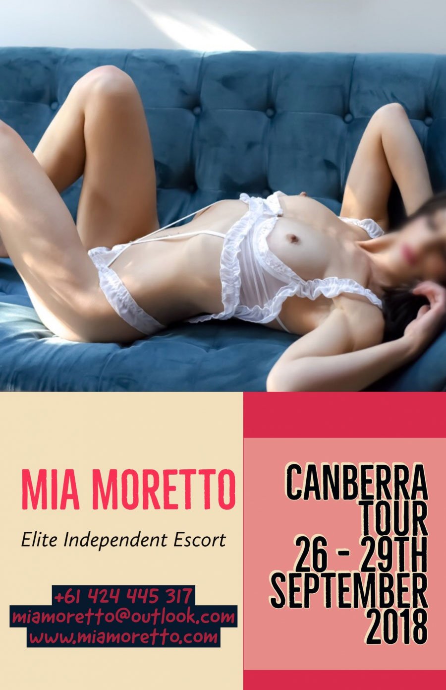 Mia Moretto, Hot Sydney Escort touring Canberra