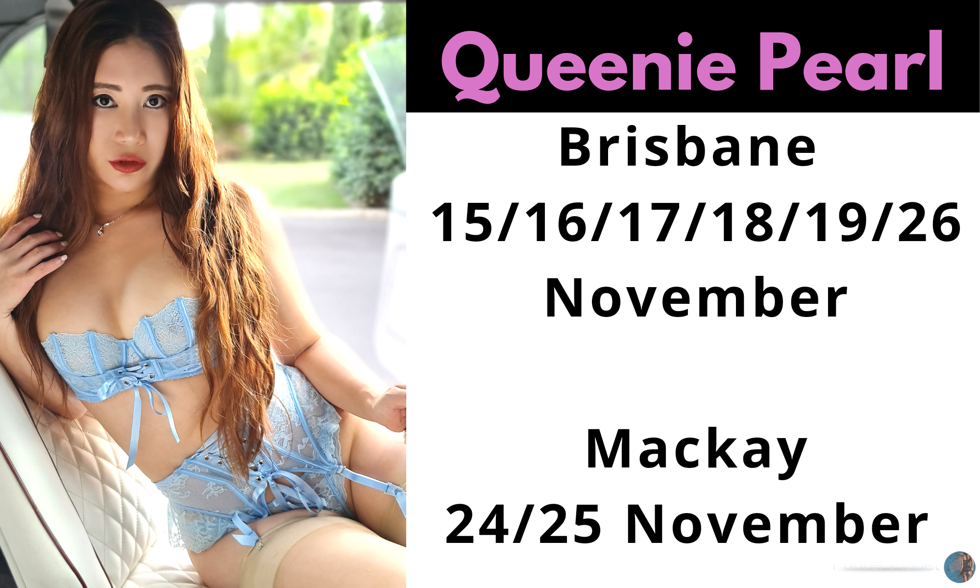 Queenie Pearl- Brisbane special 2hrs gfe $900 15th-19th November only/ Mackay 24th-25th November